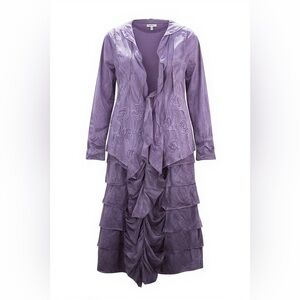 Saga lagen look ruffle boho Embroidered whimsigoth fairy set silk blend 90s sz 1